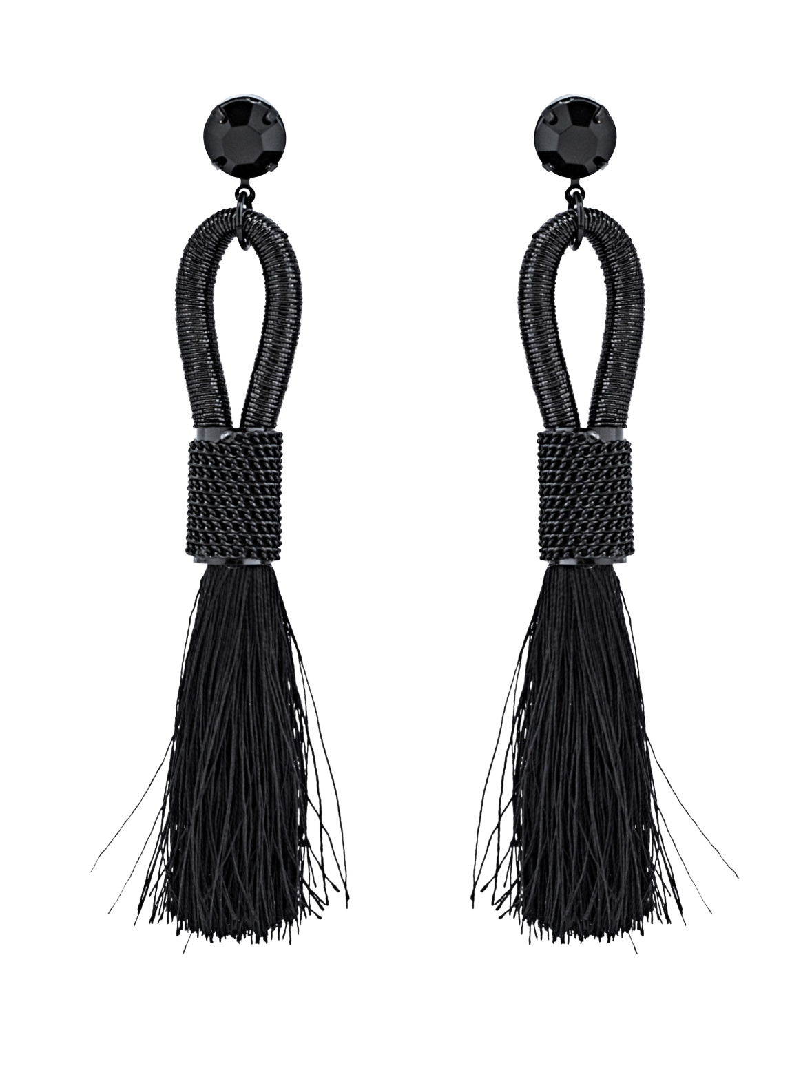 Tassel Earrings, Black