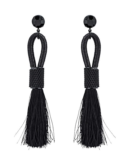 Tassel Earrings, Black