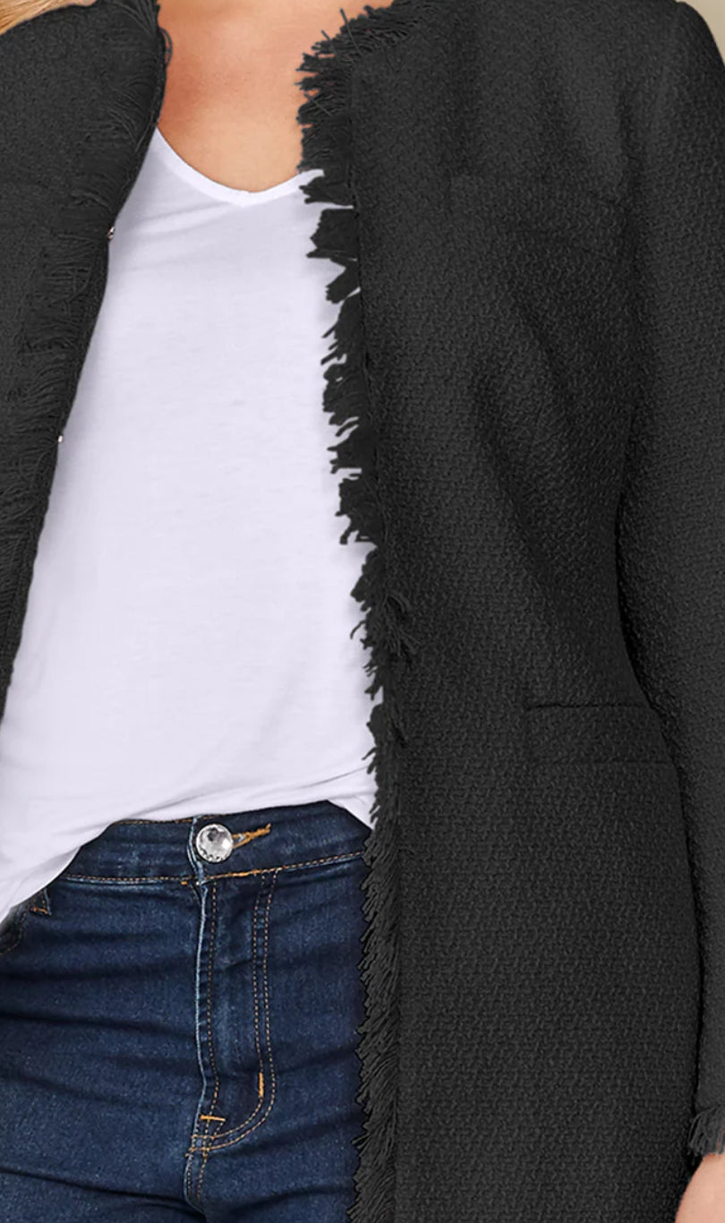 Venus Tweed Jacket|Black|Size: 16