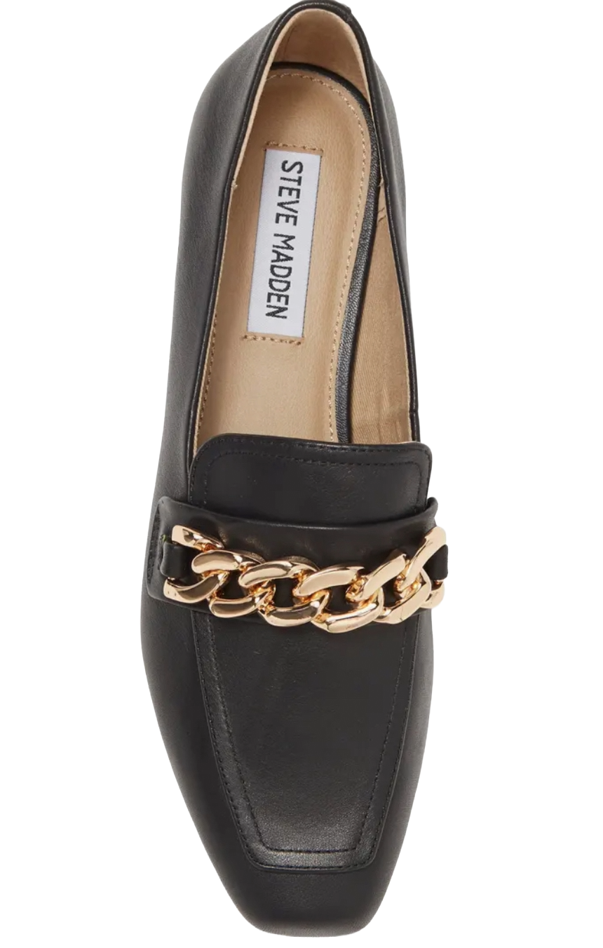 Steve Madden Rylnn Chain Loafer|Black|Size:9.5