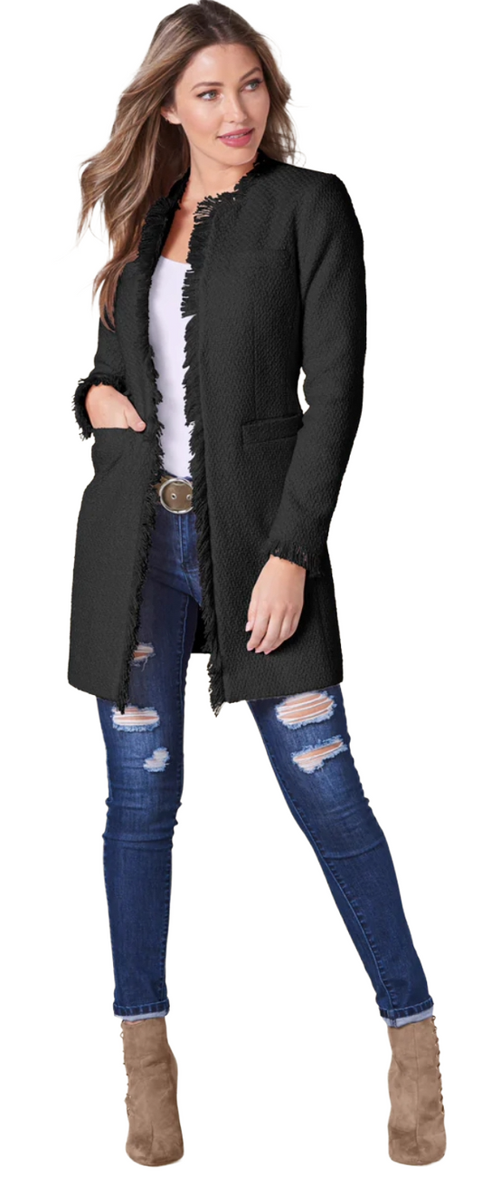 Venus Tweed Jacket|Black|Size: 16