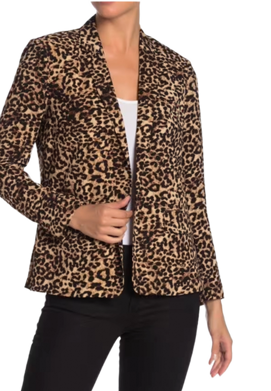 DR2 by Daniel RainnPrinted Notch Lapel Blazer|Leopard|Size: Medium
