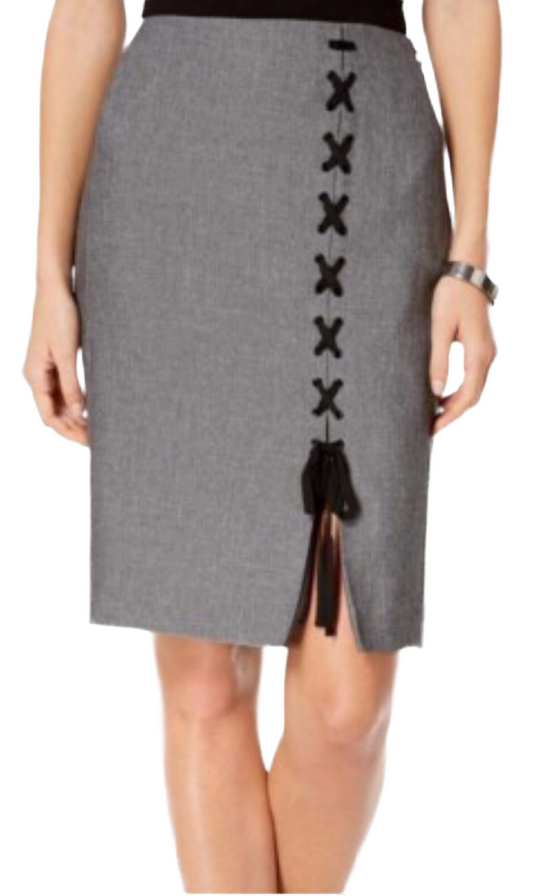 Nine West Women’s Gray Lace Up Pencil|Gray|Size:16