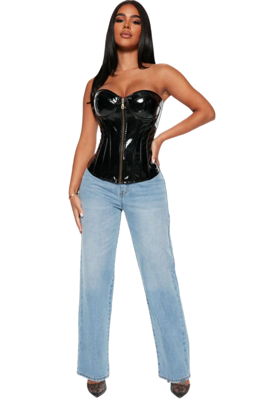 Women's Clothing:  Power Patent Leather Corset|Black|Size: 1X|New w/tags