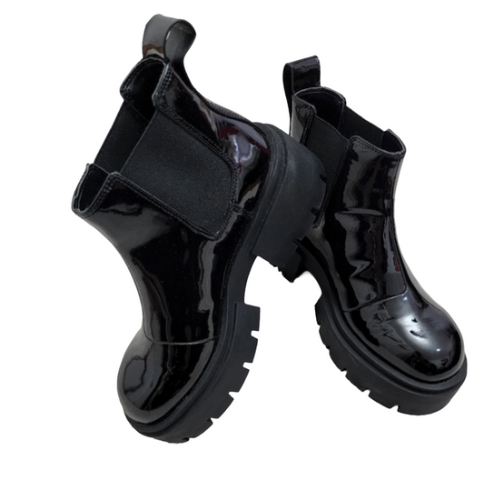 H&M Black Chunky Sole Rubber Boot, Size: 9