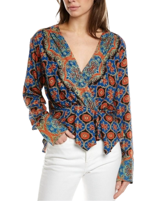 Free People Long Sleeve Viscose Blouse|Size: XL