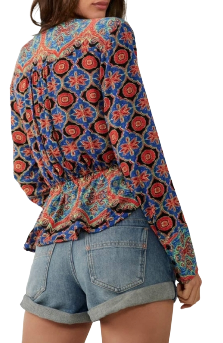 Free People Long Sleeve Viscose Blouse|Size: XL