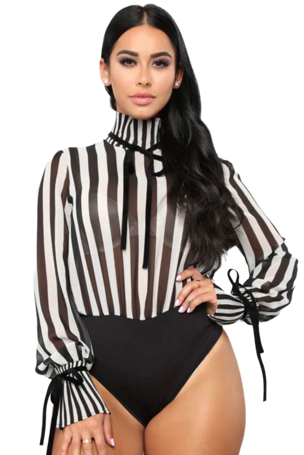 All Over Me Body Suit|Black & White| Size: Large