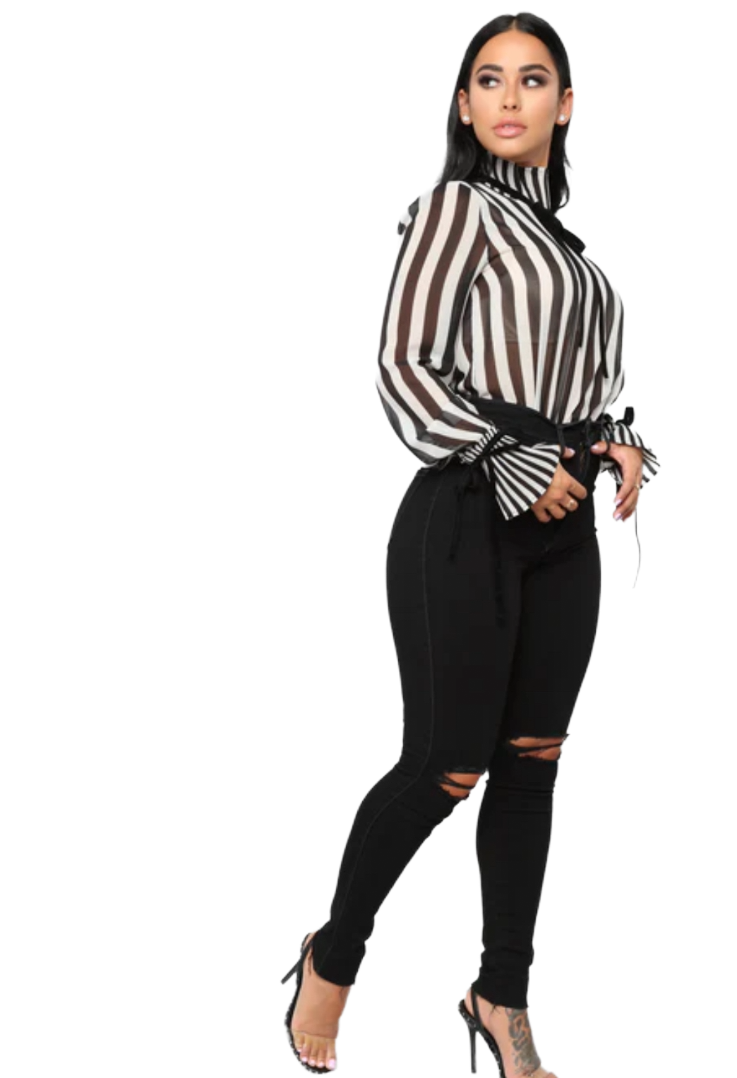 All Over Me Body Suit|Black & White| Size: Large