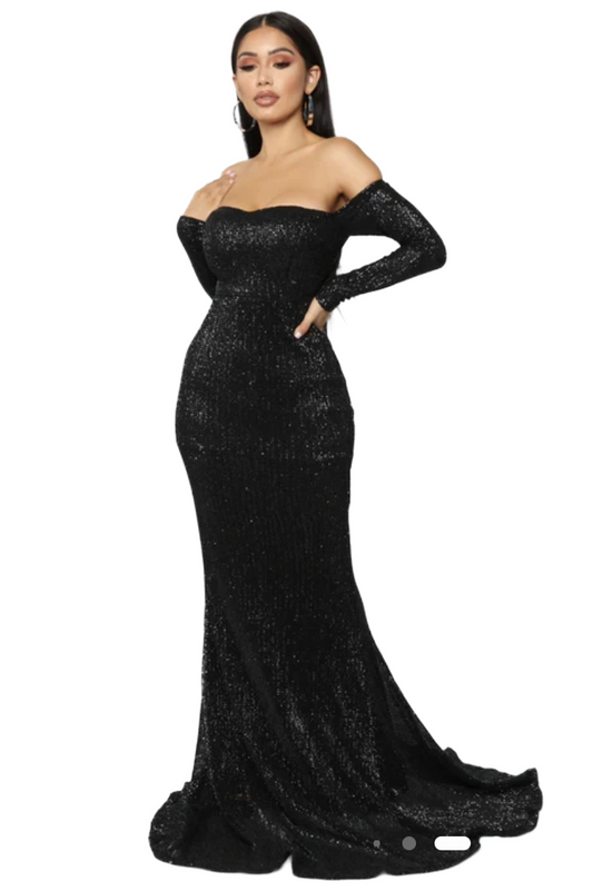 Got Class Sequin Gown - Black