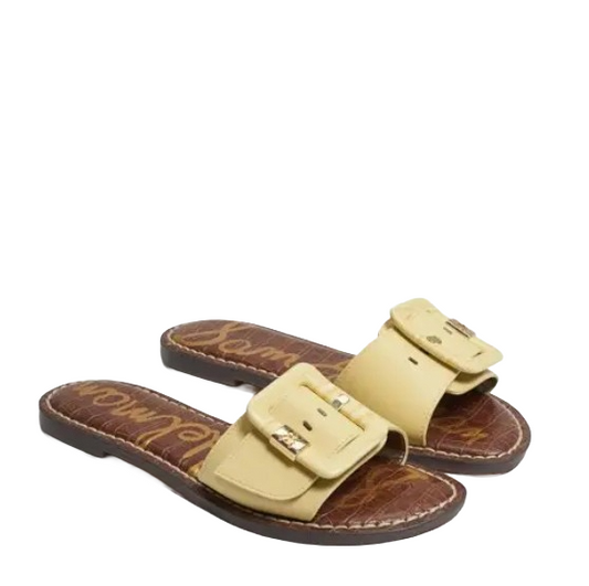 Sandals: Sam Edelman Granada Flat Leather Sandal| Buttered Yellow| Size: 9.5
